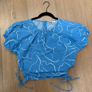 Madewell Blue Crop Top with White Patterns